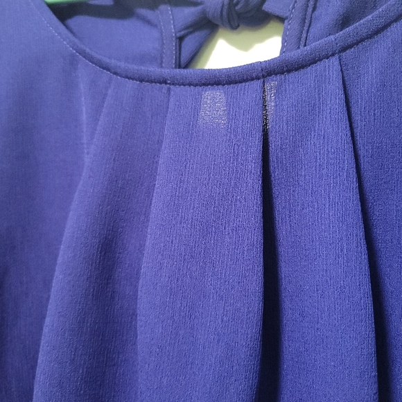 Torrid Blue Split Flutter sleeve Blouse With Pleated Neckline - Picture 4 of 10